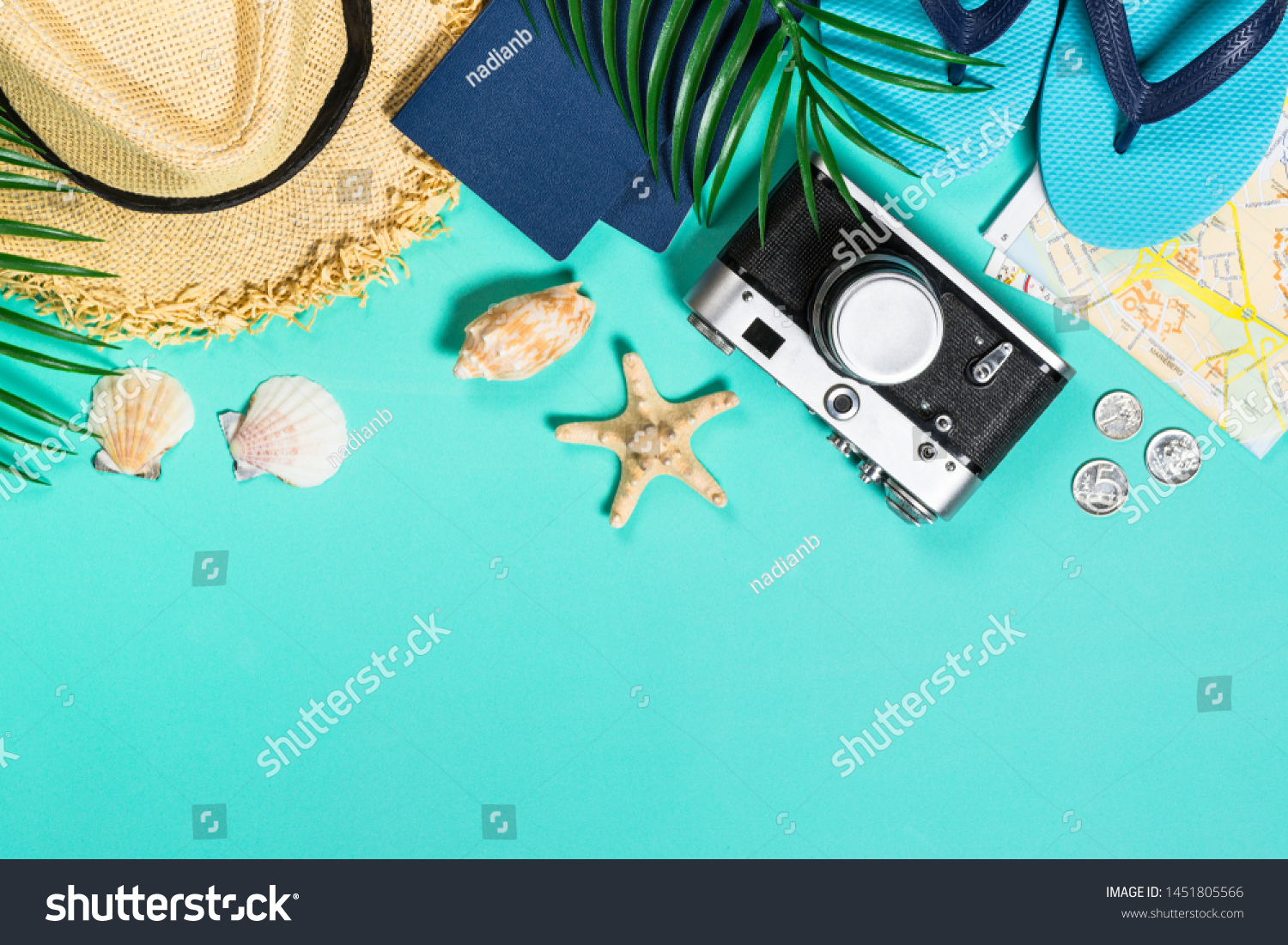 Summer Holiday Flat Lay Background Old Stock Photo Edit Now 1451805566