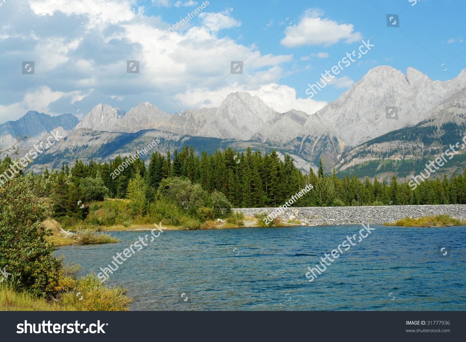 Summer View Rocky Mountains Lake Lights Stock Photo Royalty Free Summer View Of Rocky Mountains And Lake In Lights Shadows Kananaskis Country Alberta