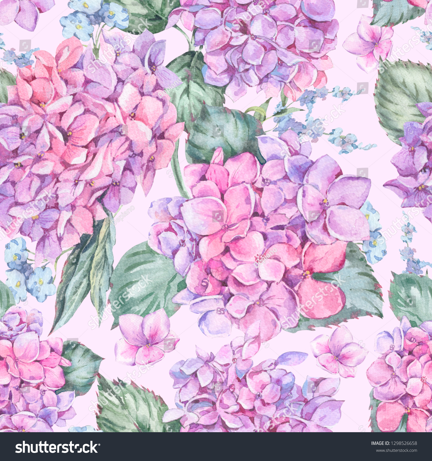 Summer Watercolor Vintage Floral Seamless Pattern Stock Illustration 1298526658