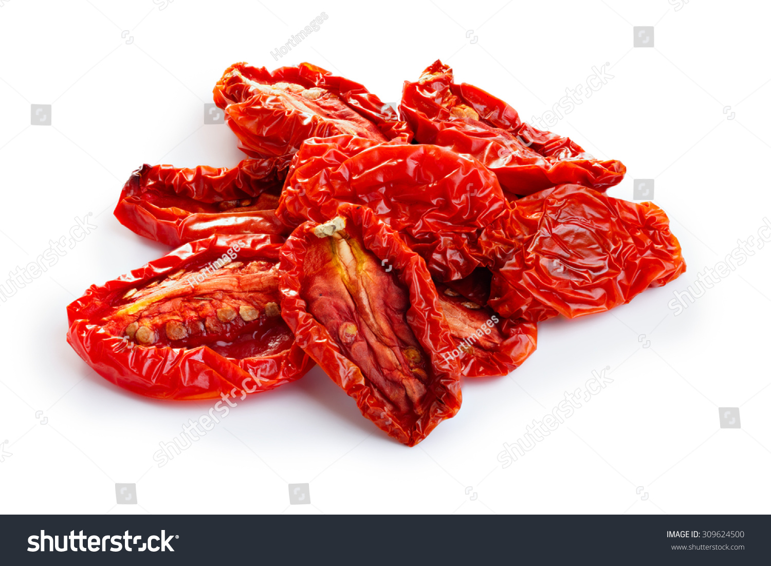 28 808 Tomato Sun Dried Images Stock Photos Vectors Shutterstock   Stock Photo Sun Dried Tomatoes Isolated On White With Smooth Shadow Large Depth Of Field 309624500 