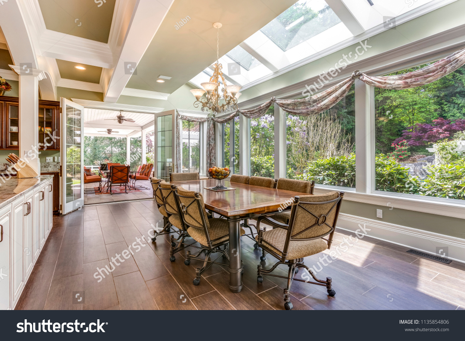 Sun Filled Dining Area Skylight Coffered Stock Photo Edit