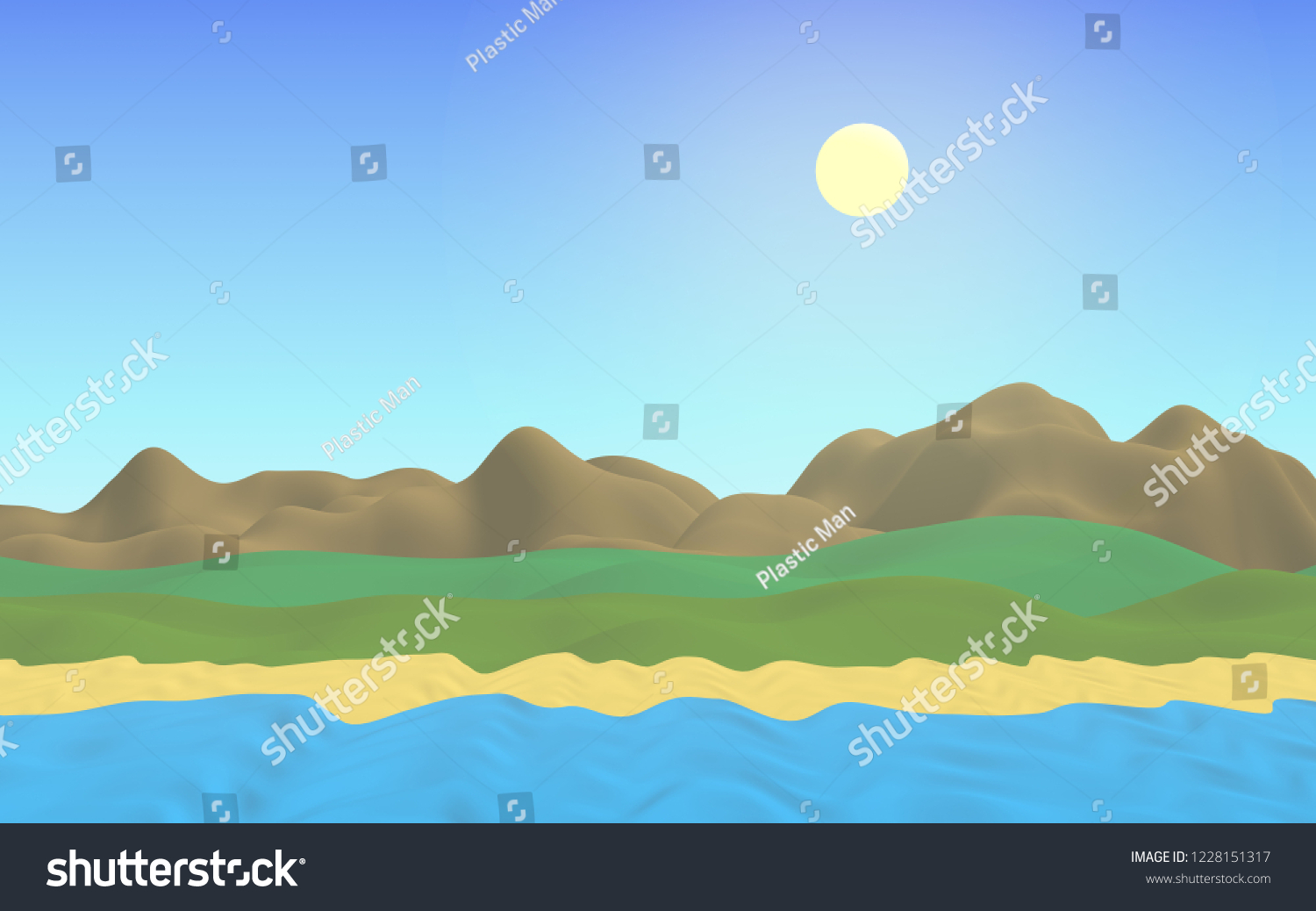 Sun Sea Beach Noon Ocean Shore Stock Illustration 1228151317 Shutterstock 8098