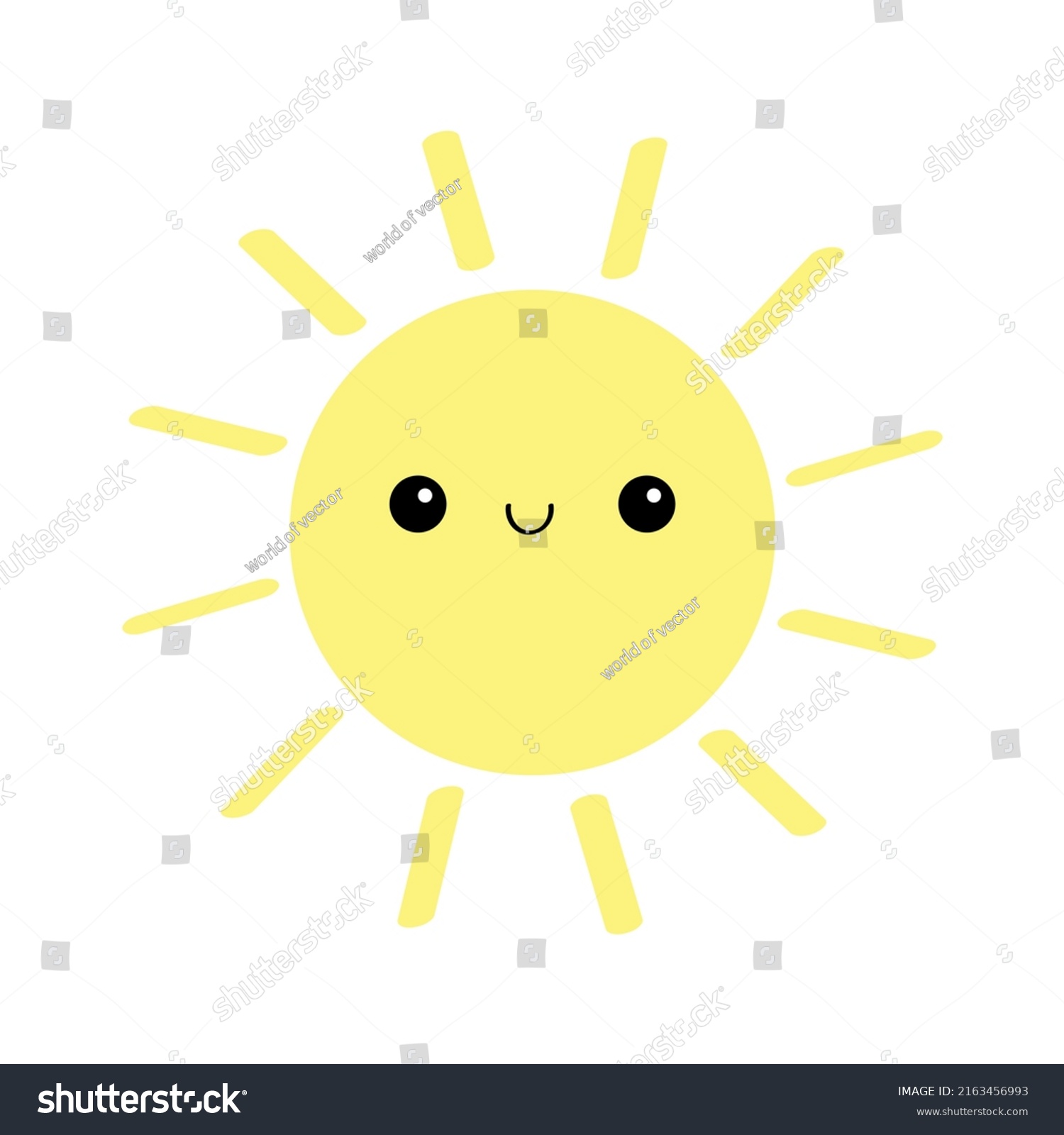 Sun Shining Icon Cute Cartoon Funny Stock Illustration 2163456993 ...