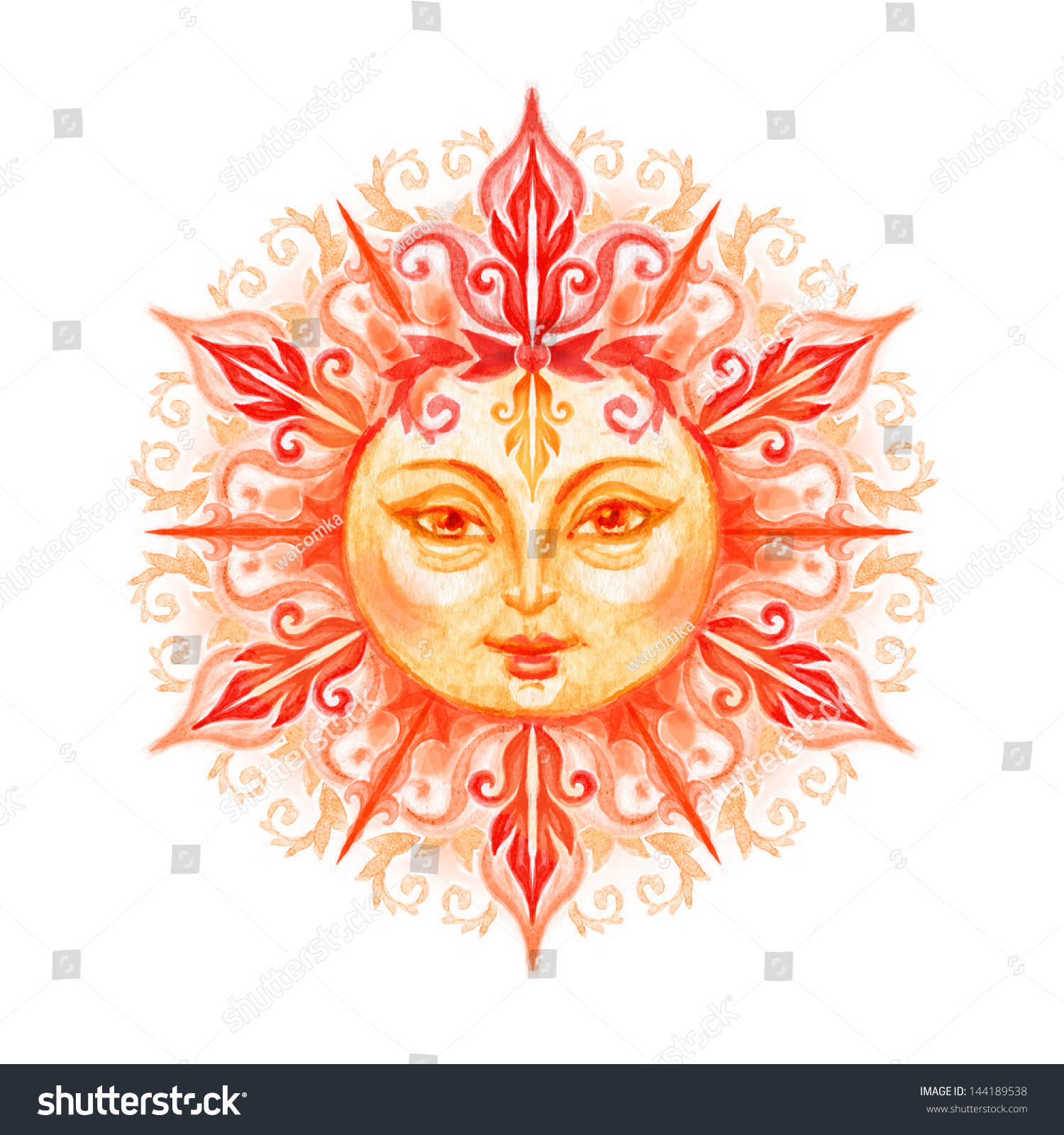 Sun Face Isolated On White Background Stock Illustration