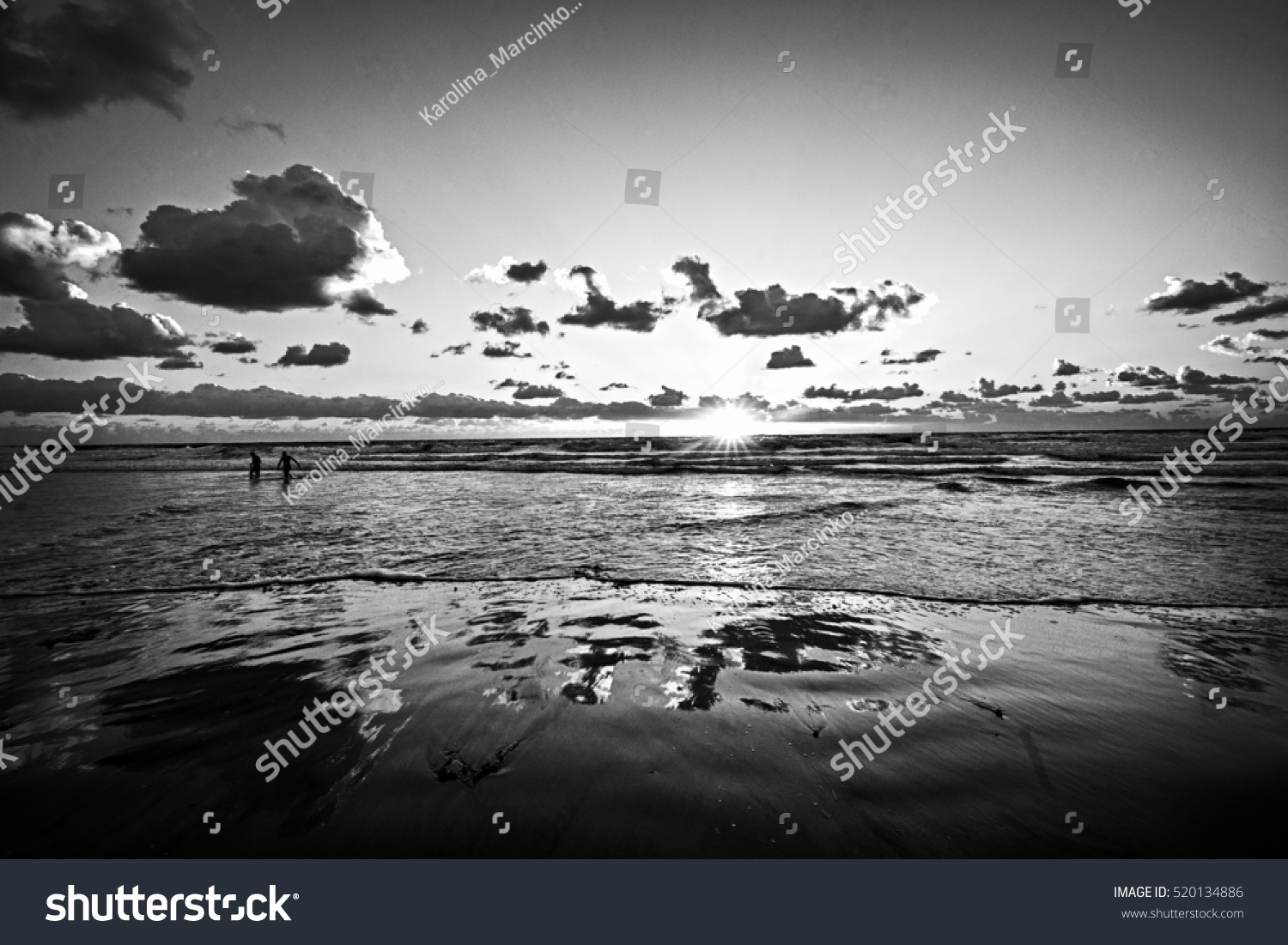 Sundown On Beach Shadow Play Black Stock Photo Edit Now