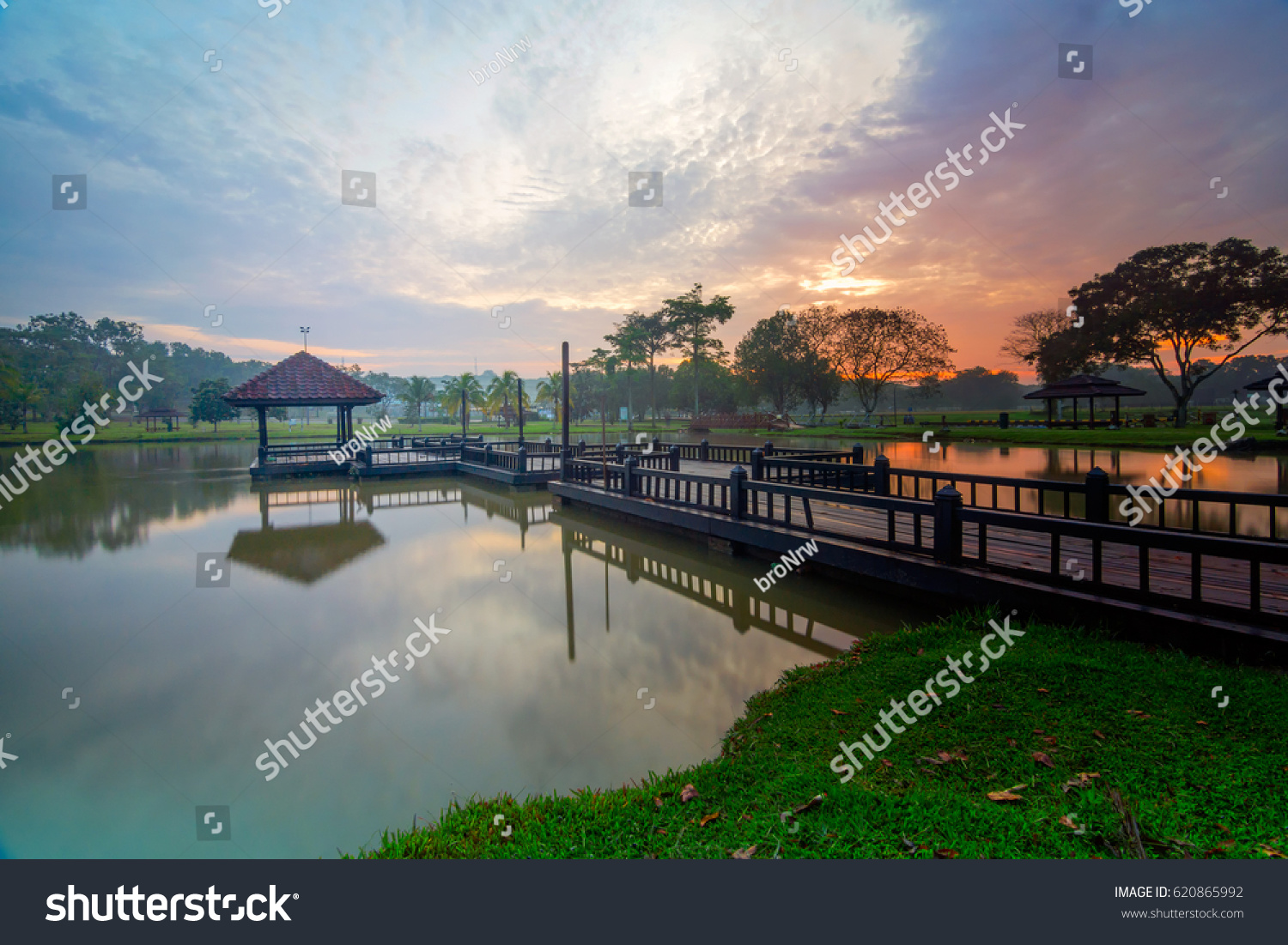 Sunrise Lake Clouds Over Sky Tasik Stock Photo Edit Now 620865992