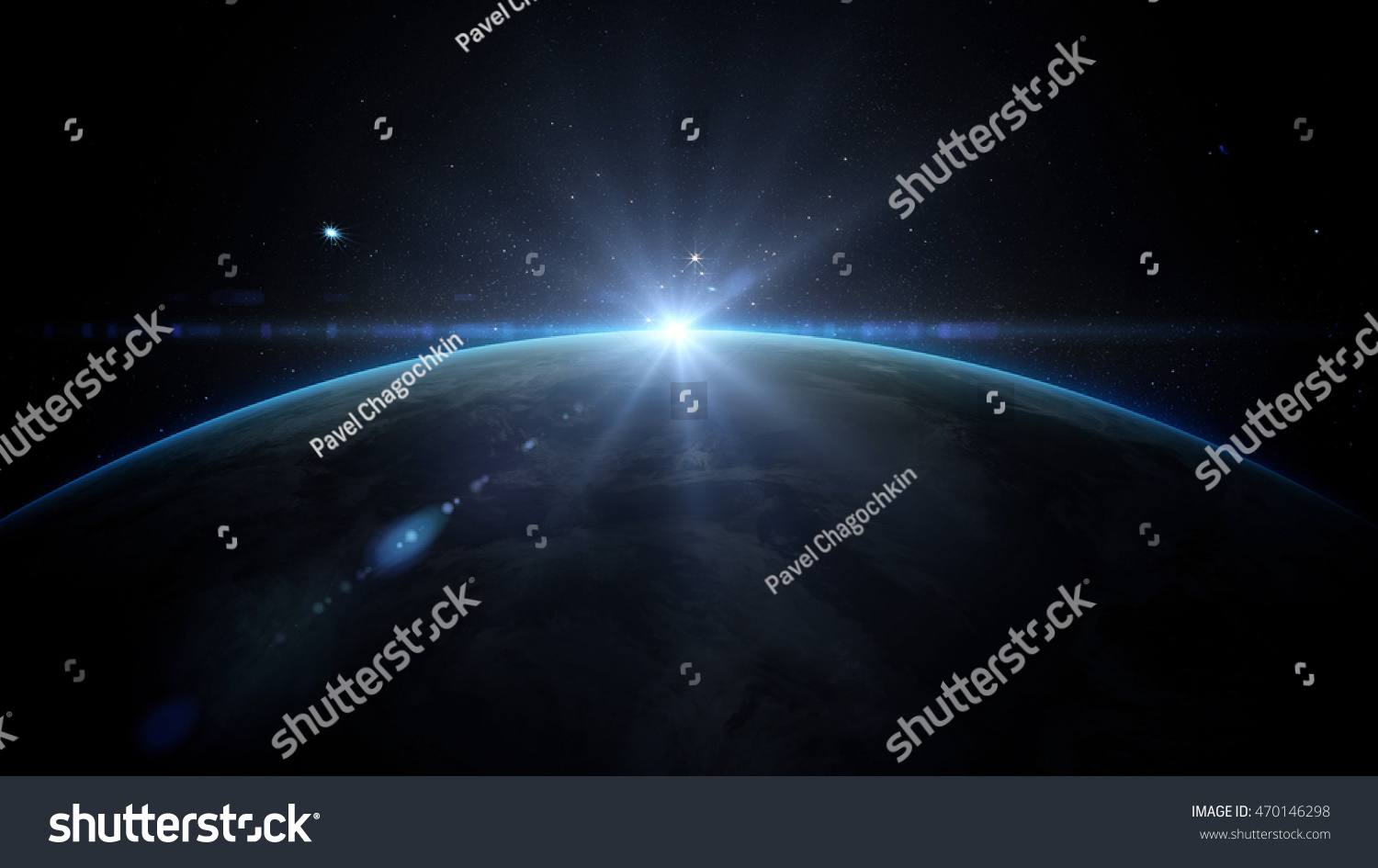 stock photo sunrise over earth as seen from space with stars background d rendering 470146298