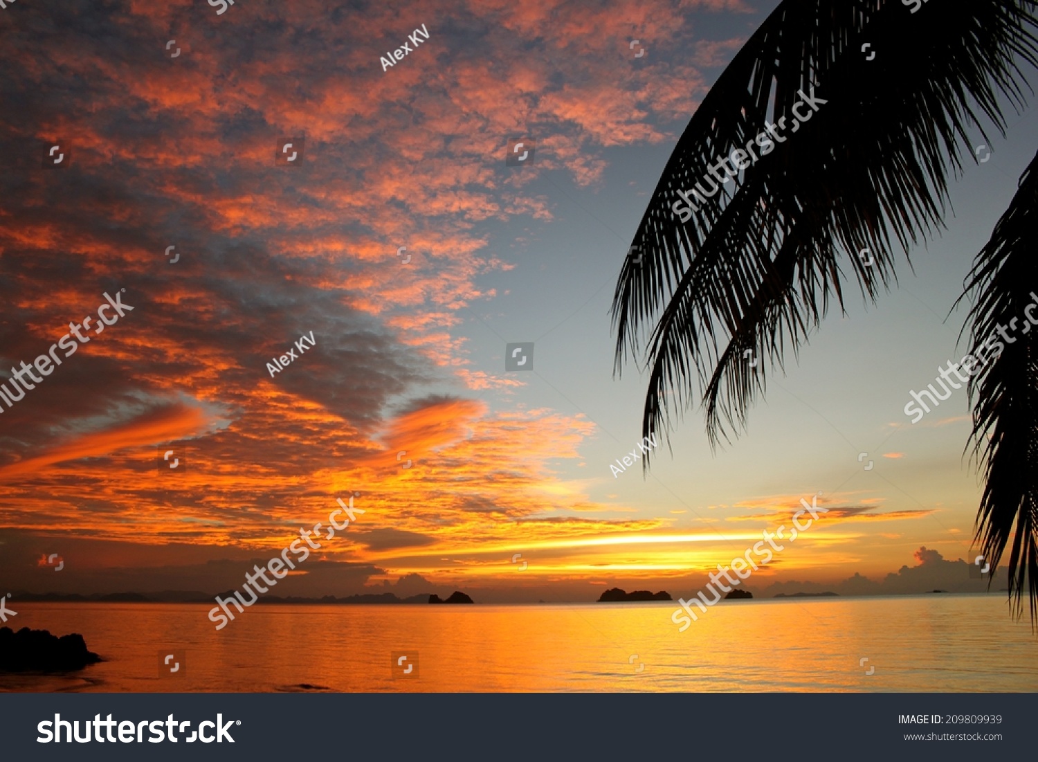 Sunset Beach On Tropical Paradise Island Stock Photo Edit Now