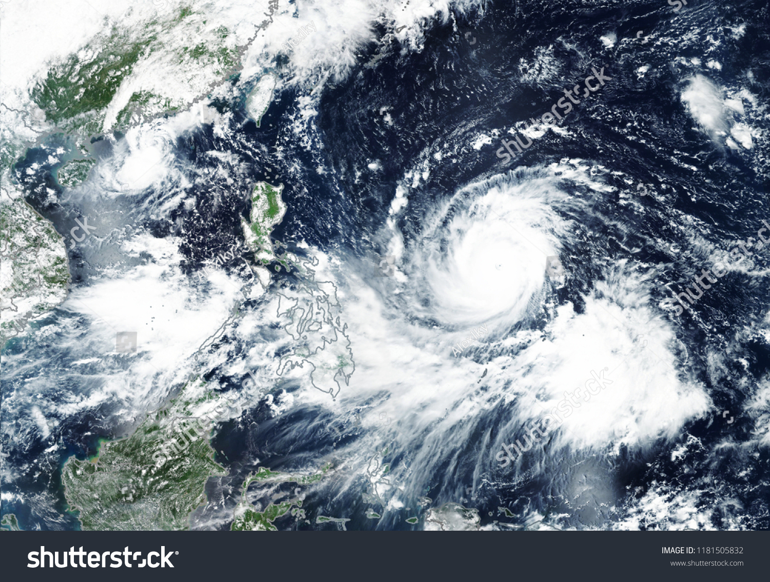 Super Typhoon Mangkhut September 2018 blew into Philippine islands -  All images are altered and improved from elements image furnished by NASA.