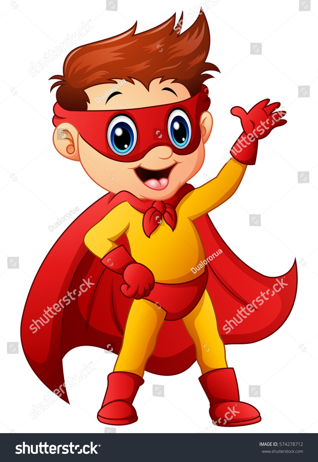 Superhero Boy Waving Hand Stock Illustration 574278712