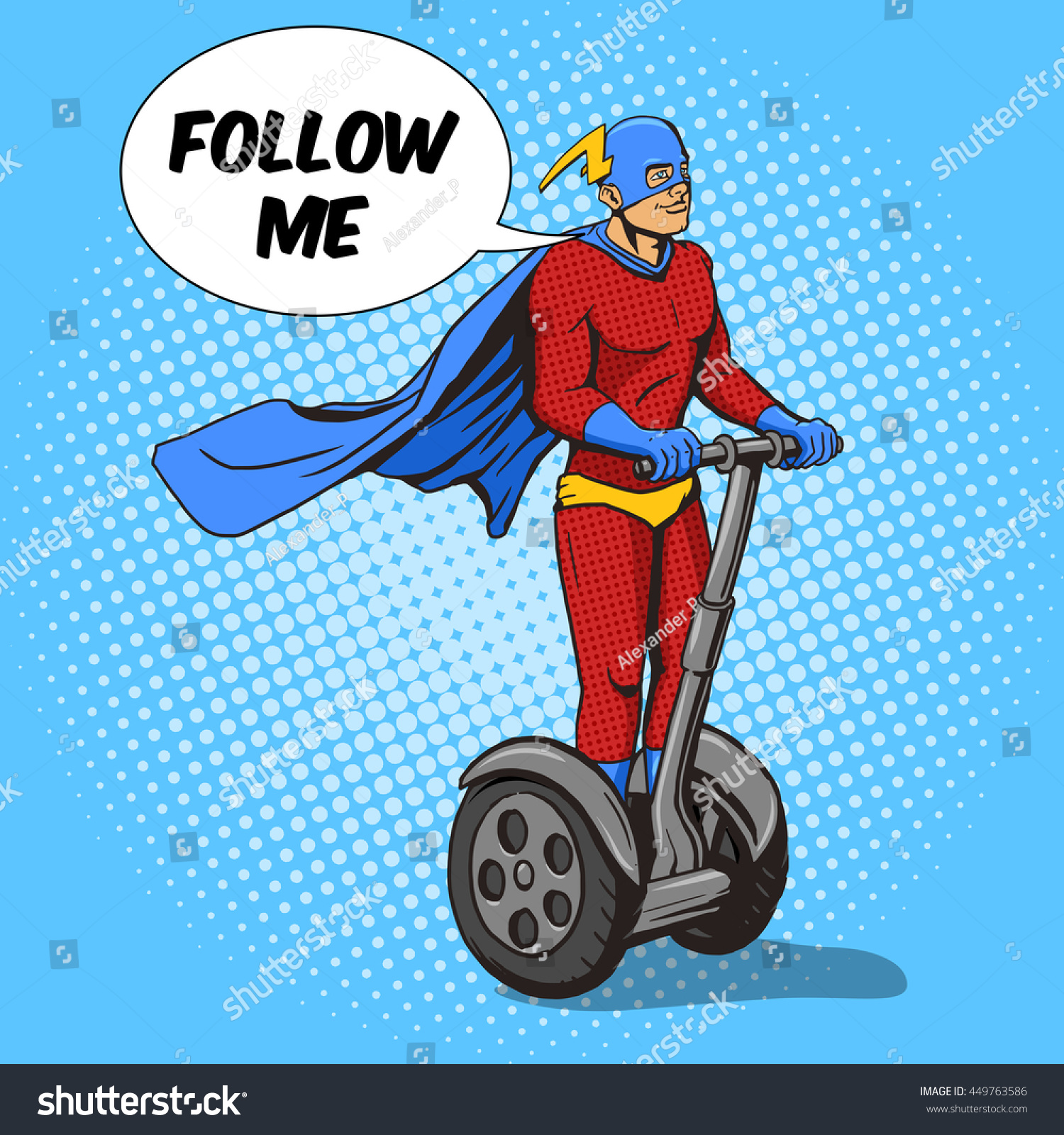 Superhero Talks Follow Me Ride On Stockillustration