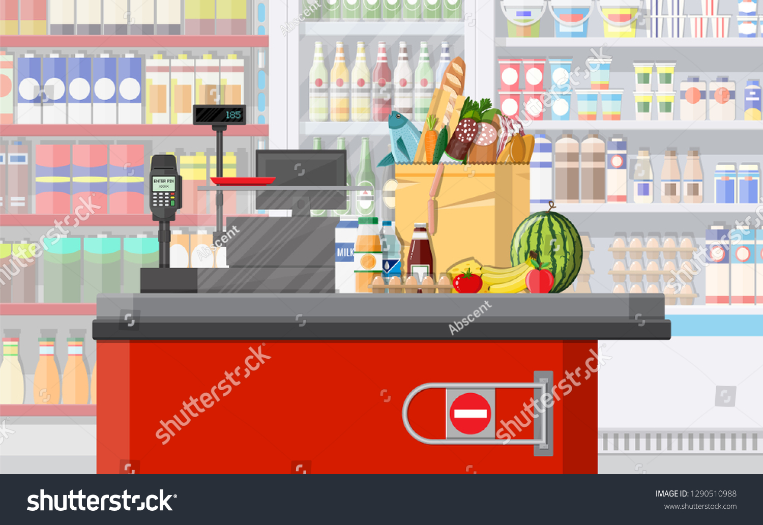 Supermarket Store Interior Goods Big Shopping Stock Illustration Shutterstock