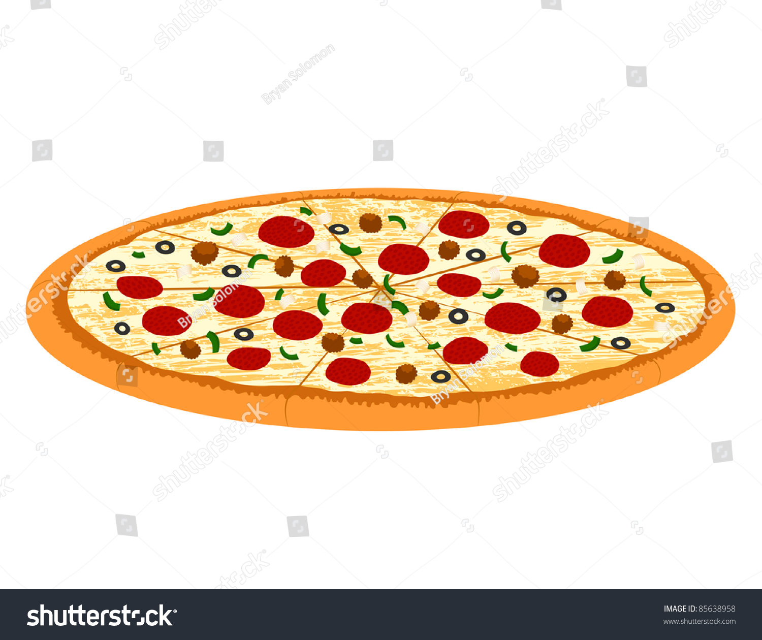 Supreme Pizza Illustration High Resolution Jpeg Stock Illustration ...