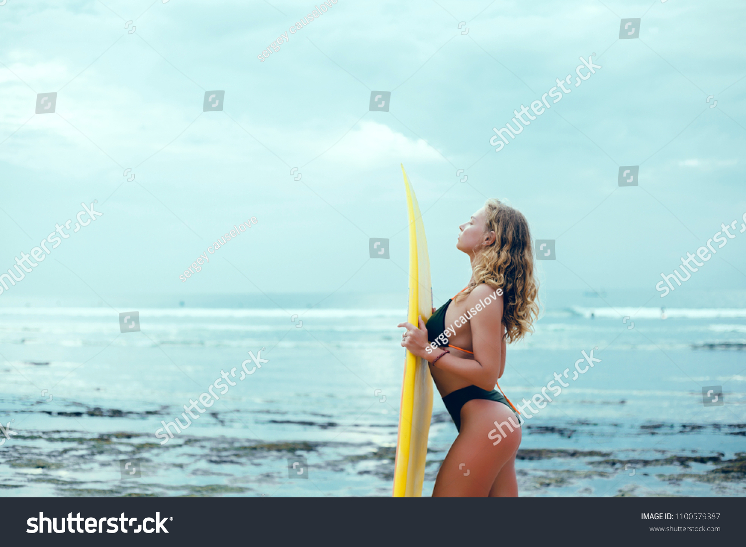 Surf Girl Long Hair Go Surfing Stock Photo Edit Now 1100579387
