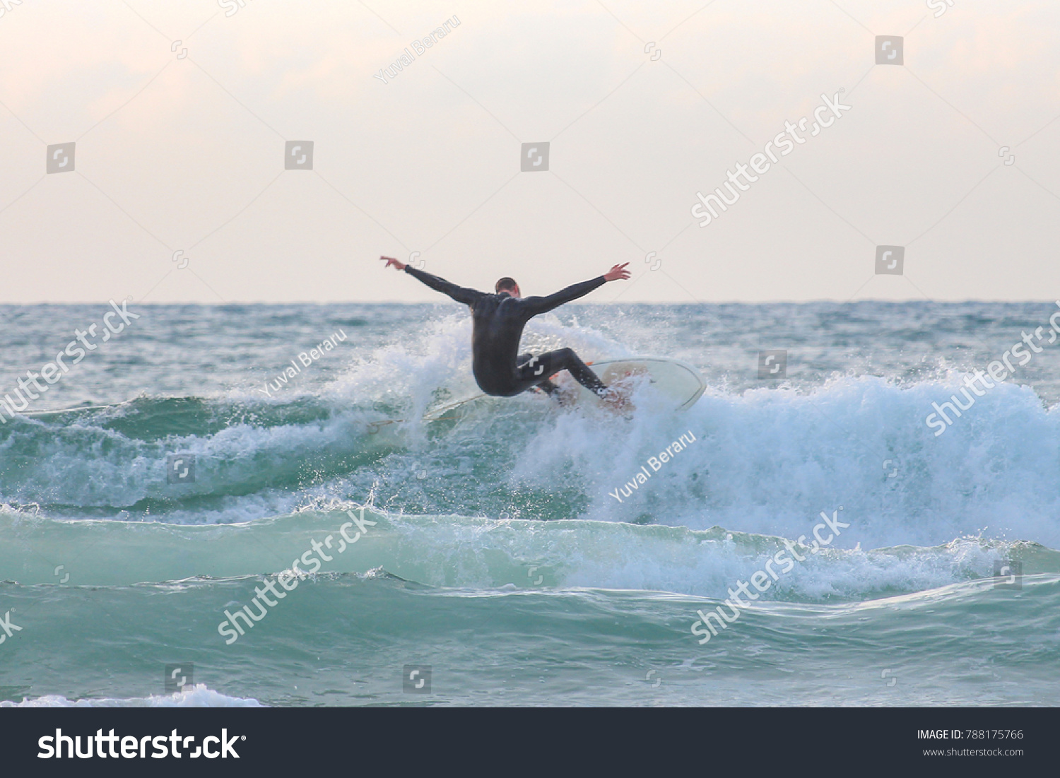 Surfer Doing Tricks Good Waves Day Royalty Free Stock Image