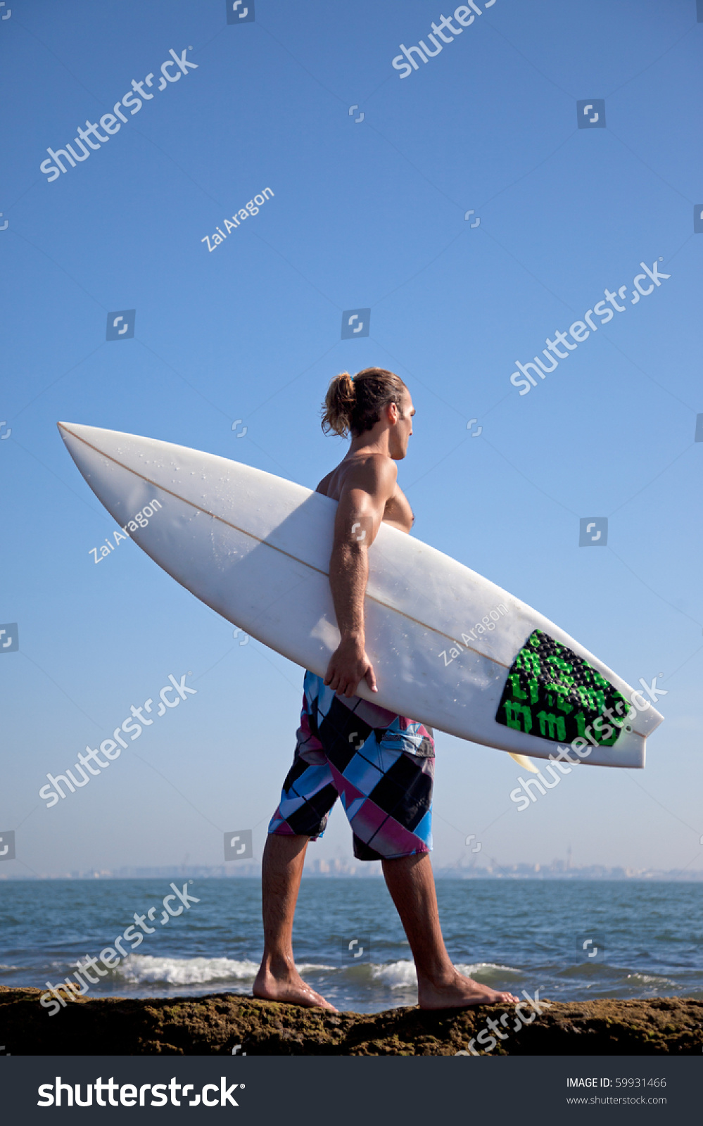 Surfer Holding His Board Walking On Stock Photo 59931466 - Shutterstock