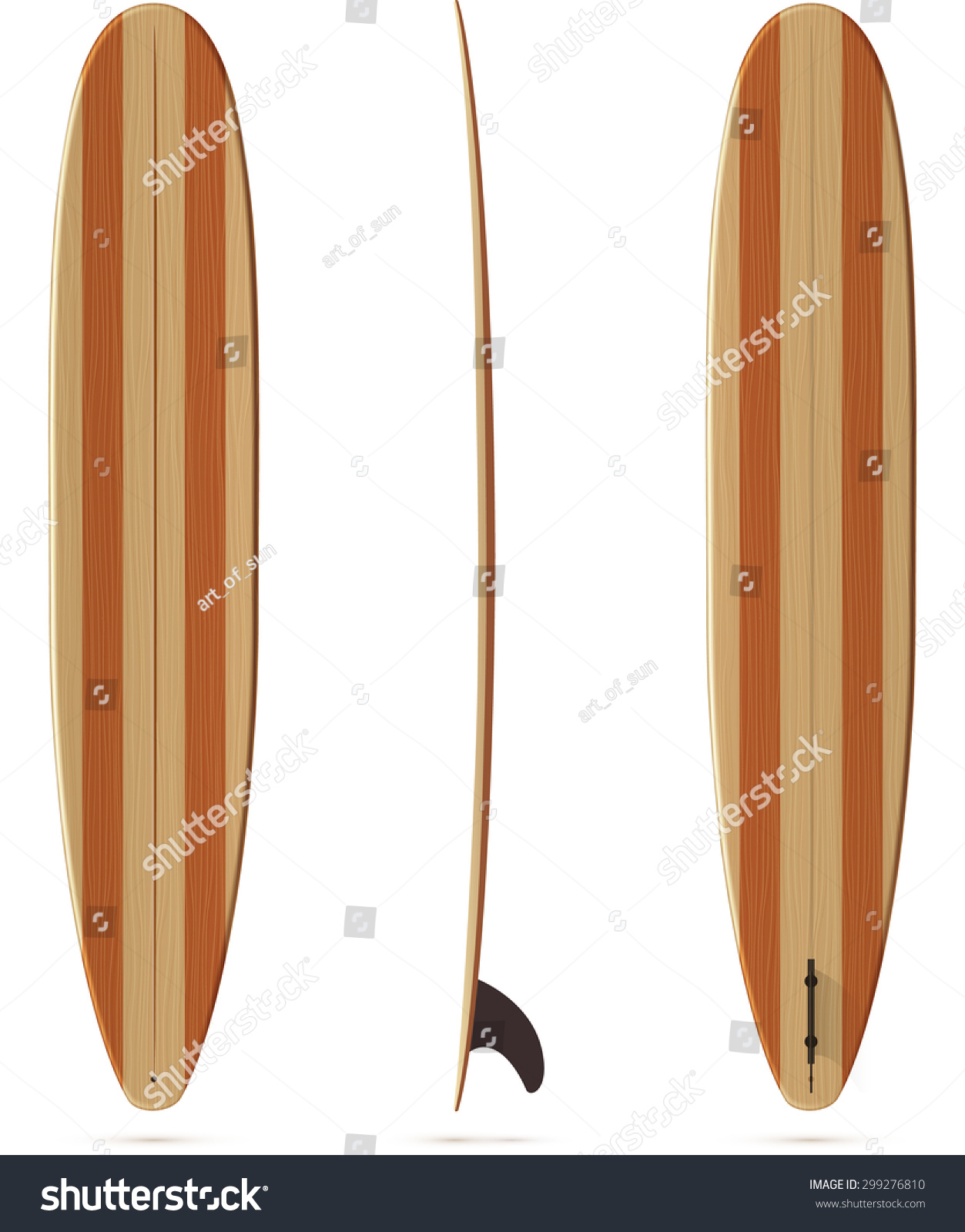 Surfing Longboard All Sides View Wooden Stock Illustration 299276810 ...