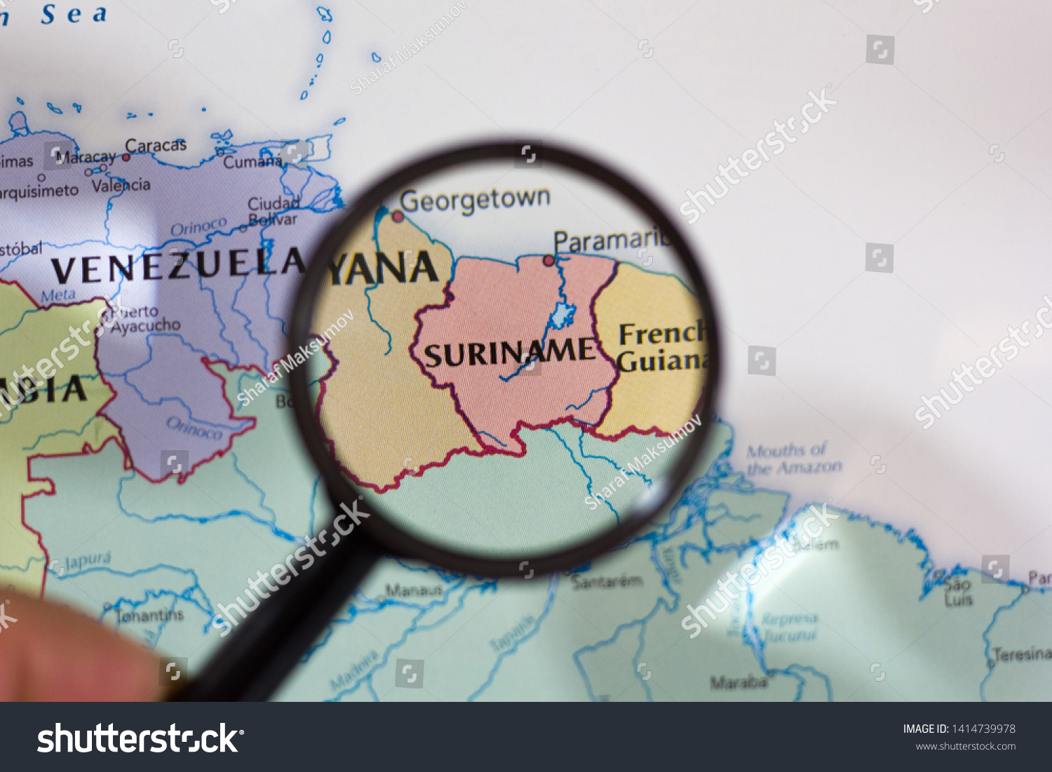 Suriname On Map World Atlas Stock Photo Edit Now 1414739978