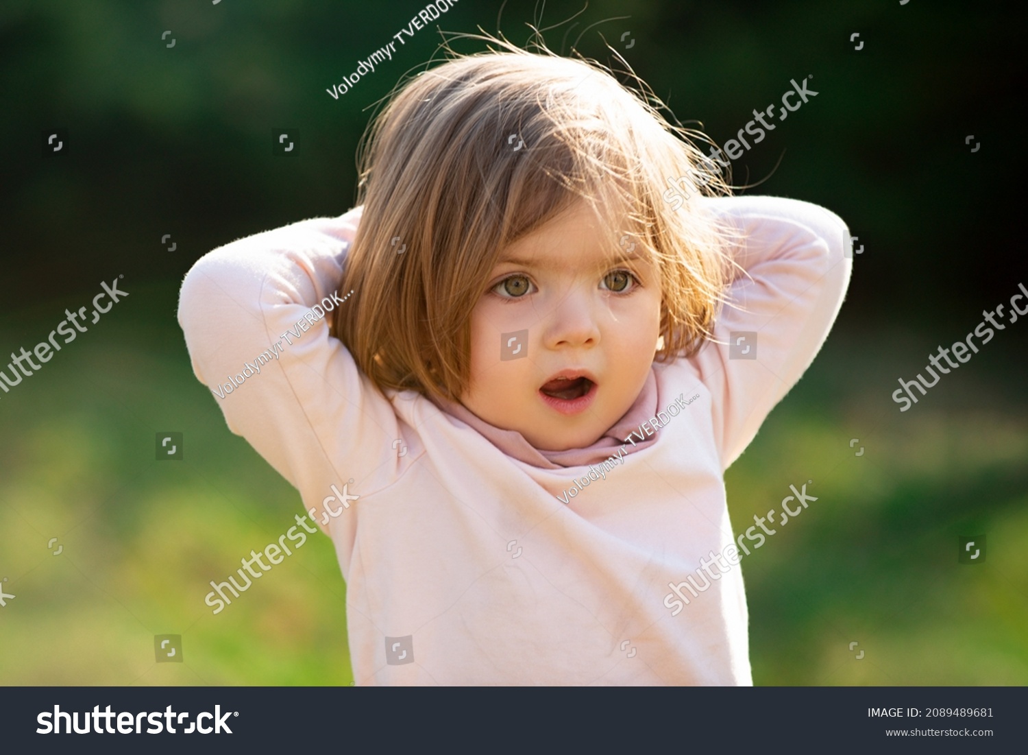 Surprised Child Girl Having Fun Park Stock Photo (Edit Now) 2089489681