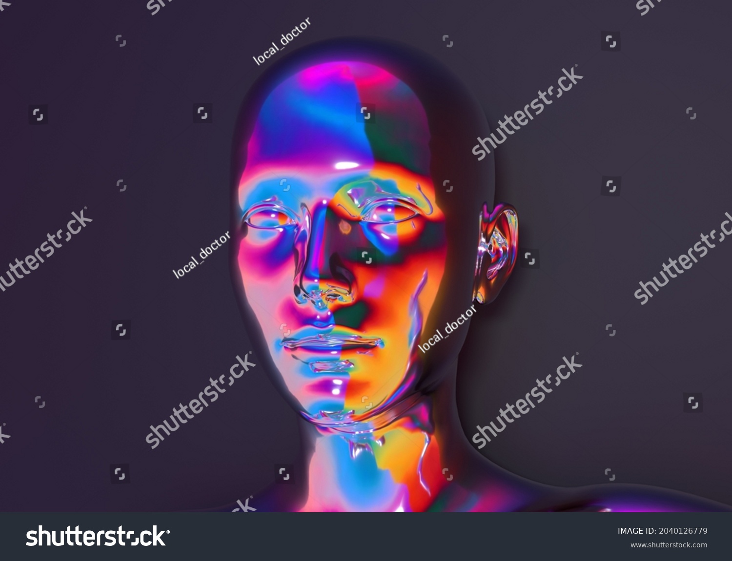 Surrealistic 3d Illustration Human Face Made Stock Illustration ...