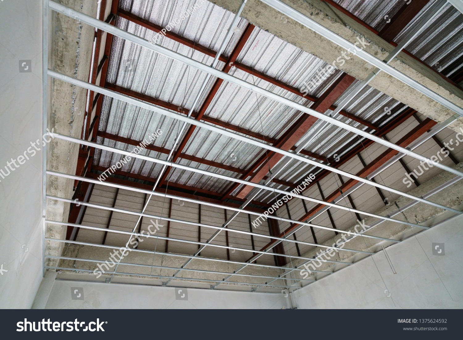 Suspended Ceiling Structure Before Installation Gypsum Abstract