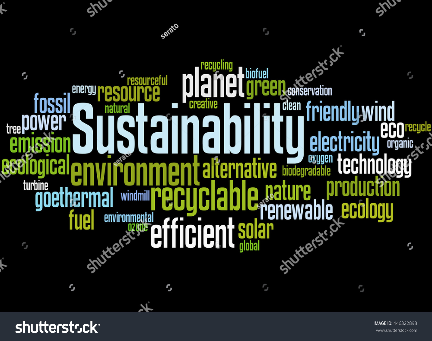 Sustainability Word Cloud Concept On Black Stock Illustration 446322898 ...