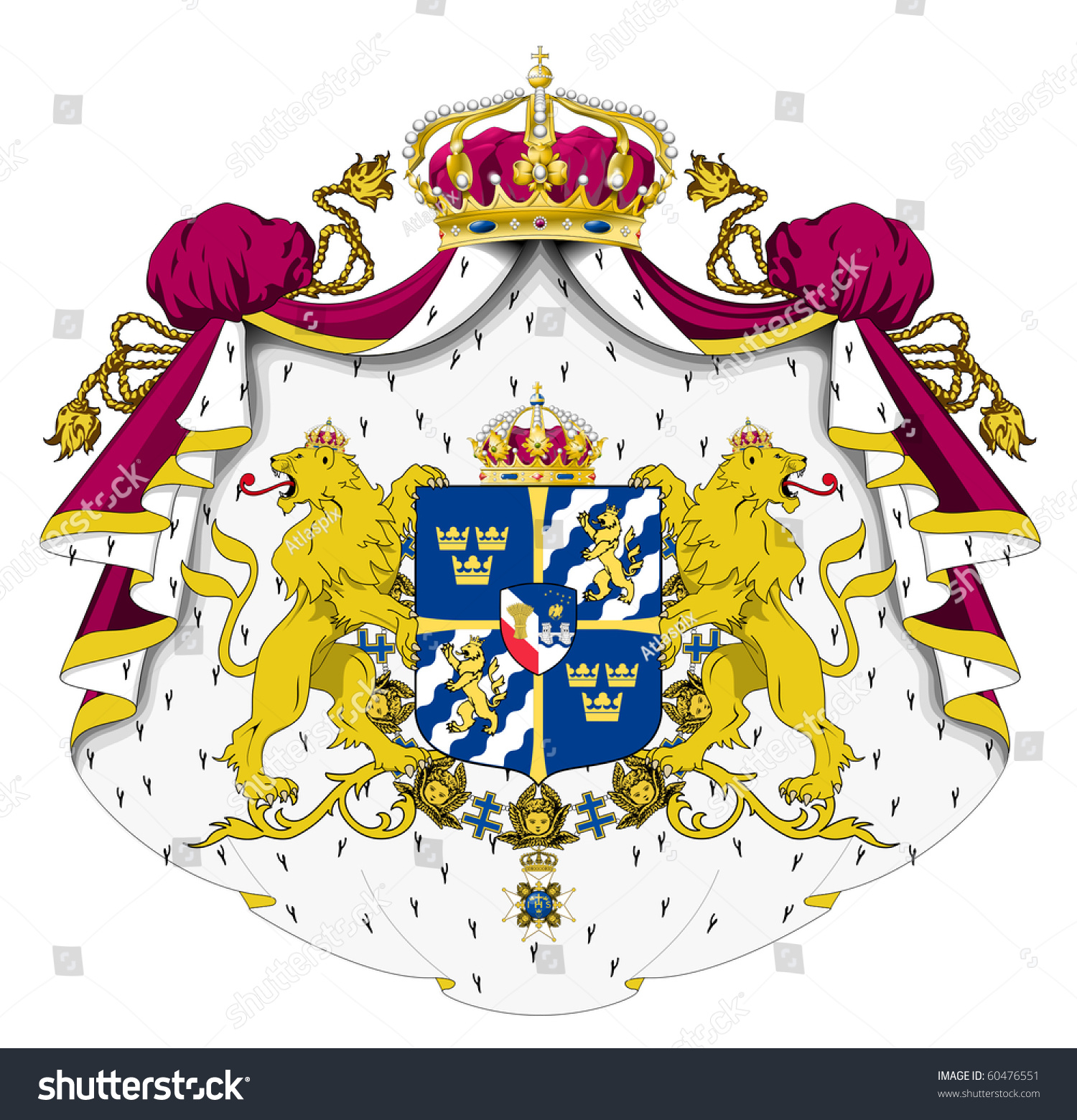 Sweden Coat Arms Seal National Emblem Stock Illustration 60476551