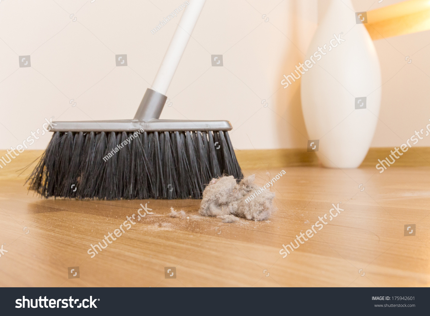 Sweeping Dust Black Broom On Wooden Stock Photo 175942601 - Shutterstock