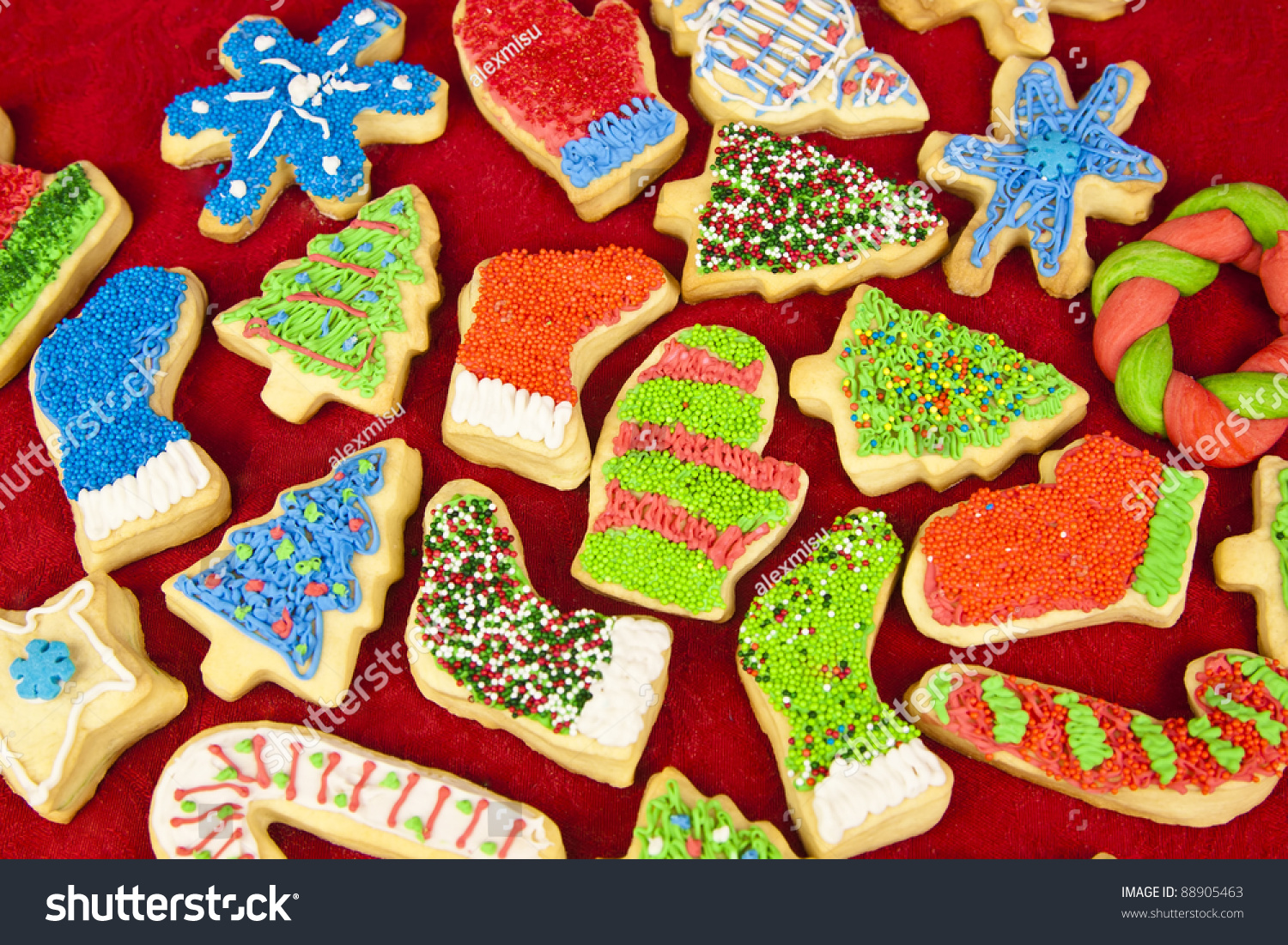 Sweet Christmas Cookies Decorating Icing Sprinkles Stock Photo (Edit