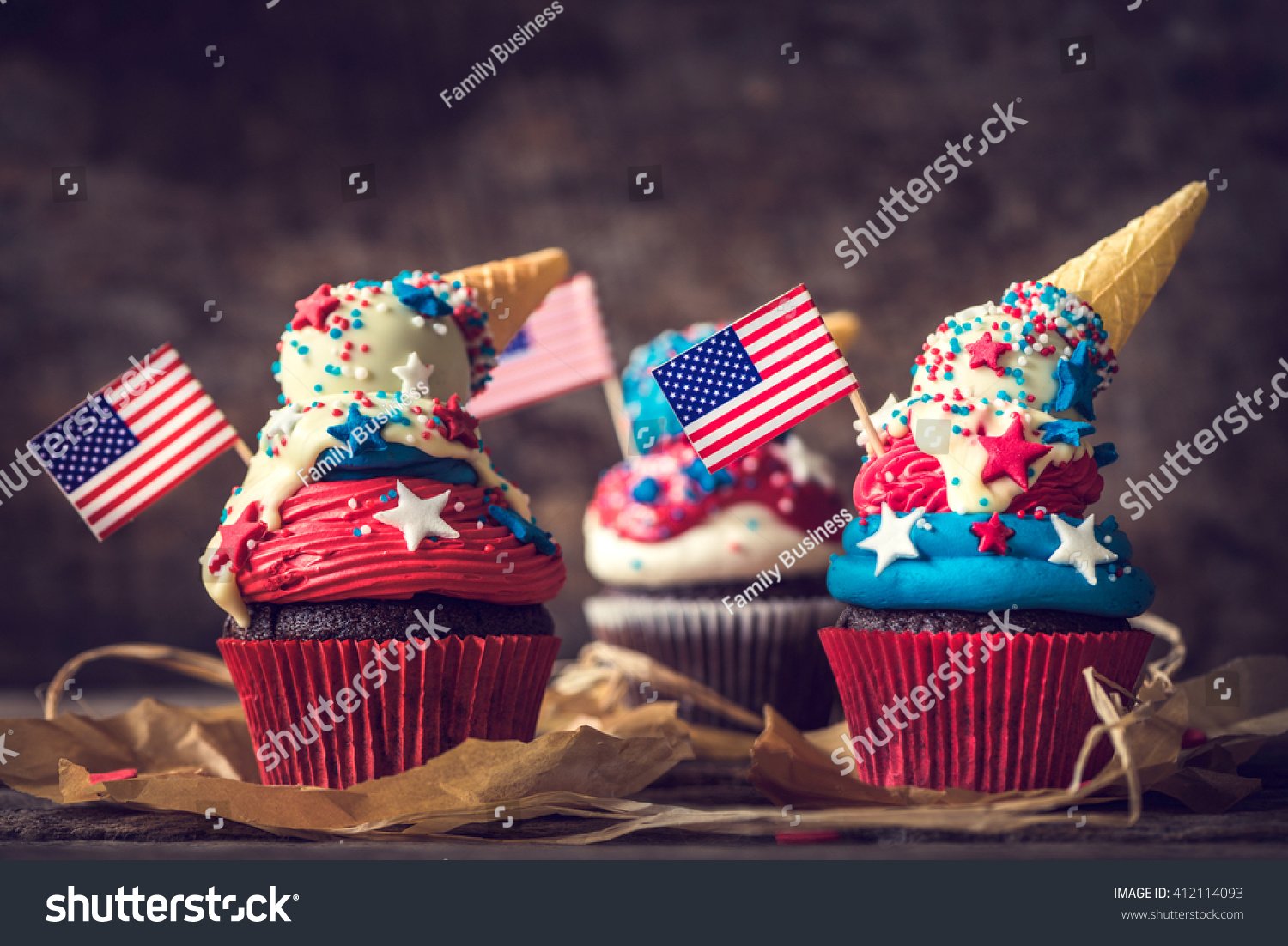 Sweet Cup Cake Usa Flag Decoration Food And Drink Holidays