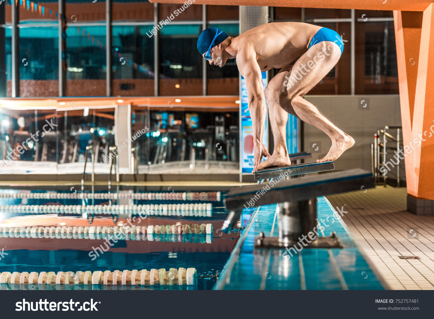 Swimmer Standing On Diving Board Ready Stock Photo 752757481 | Shutterstock