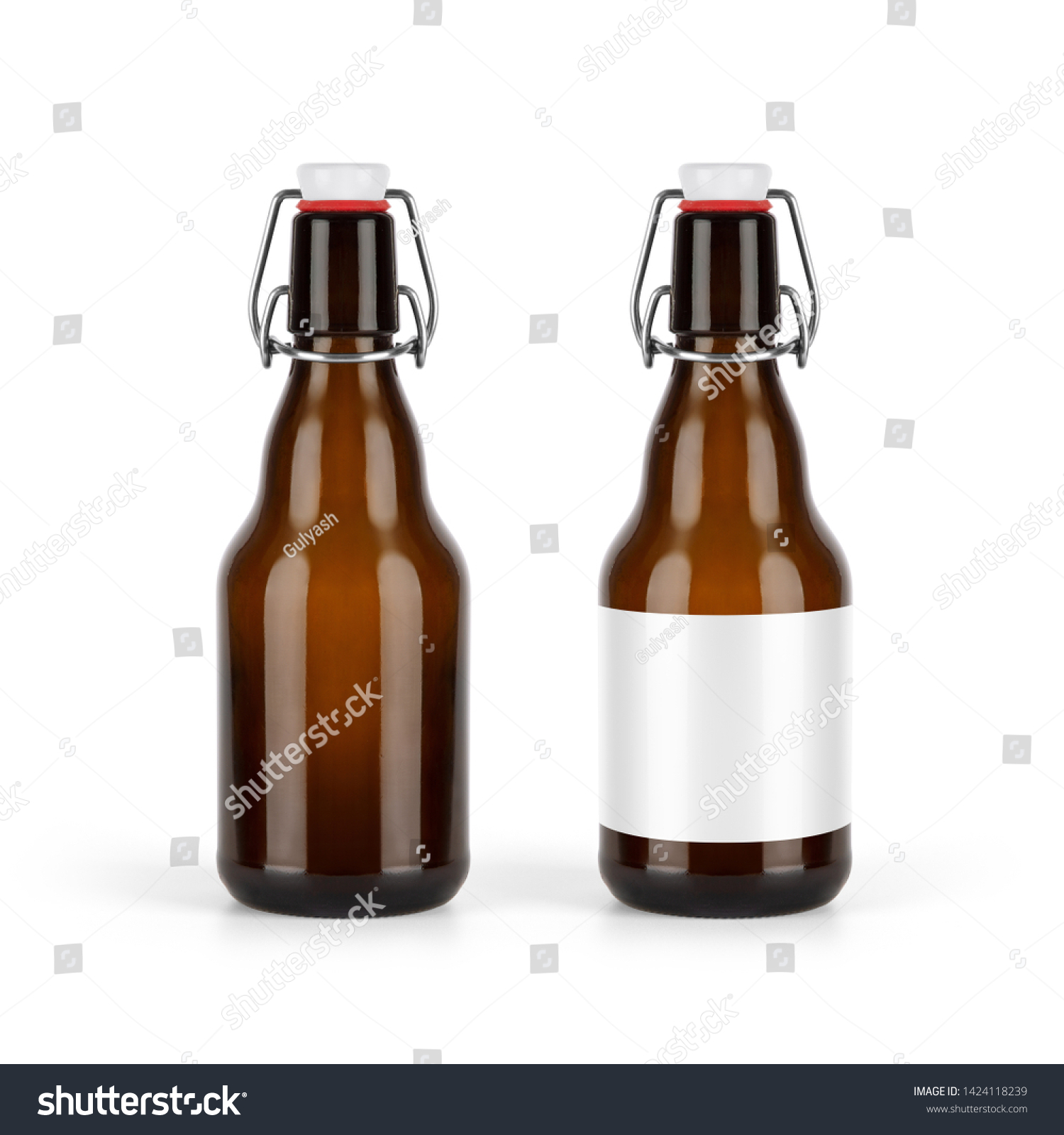 Download Swing Top Beer Bottle Label Dark Stock Photo Edit Now 1424118239