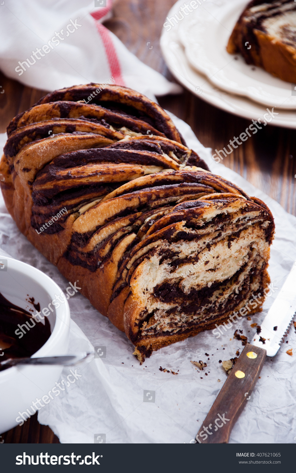 Swirl Brioche Chocolate Chocolate Roll Bread Stock Photo Edit Now 407621065