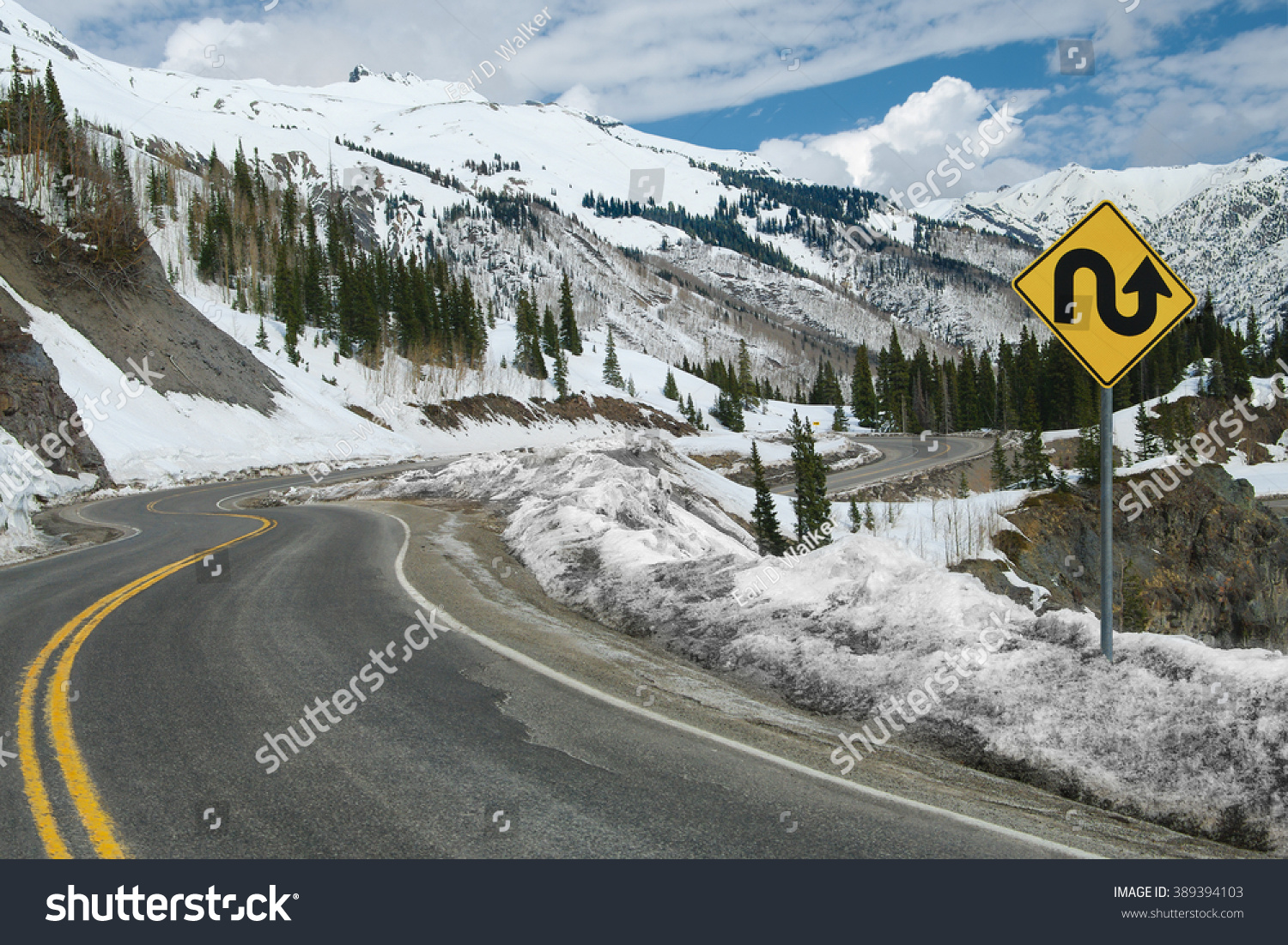 Switchback Road Sign Sign Warns Repeated Stock Photo Edit Now