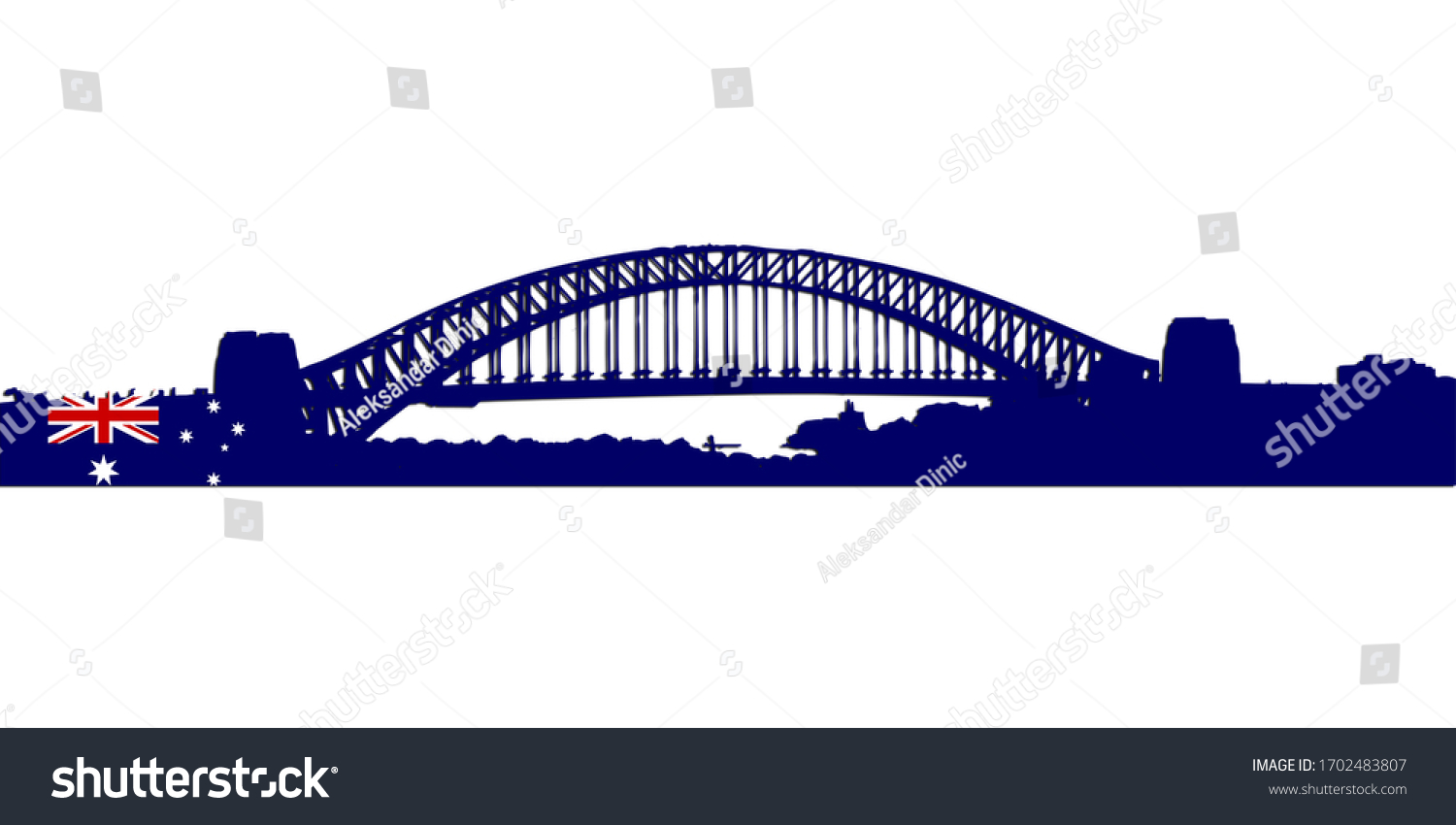 Sydney Bridge Silhouette Australian Flag Design Stock Illustration ...