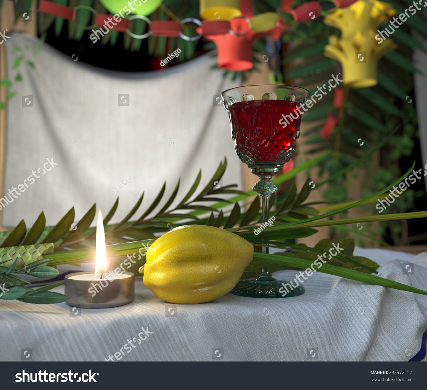 Symbols Jewish Holiday Sukkot Palm Leaves Stock Illustration 292972157