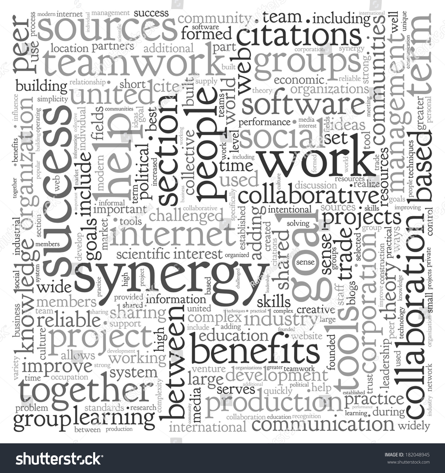 Synergy Teamwork Concept Word Tag Cloud Stock Illustration 182048945 ...