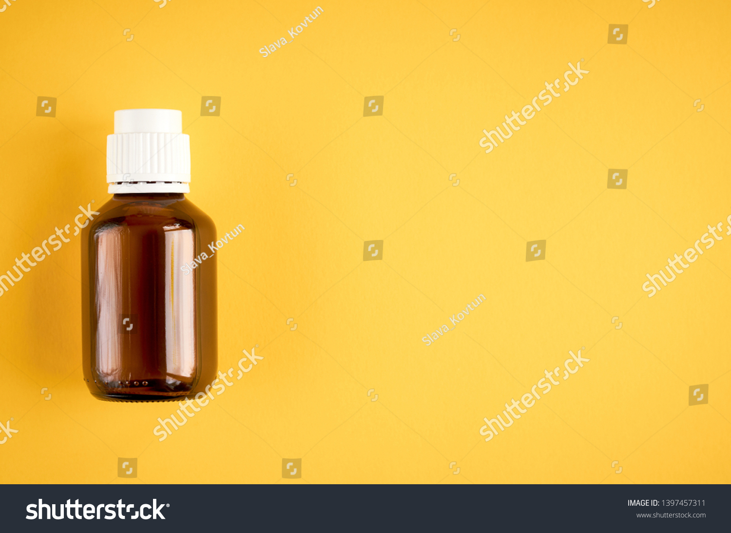 Download Syrup Glass Bottle Composition On Yellow Stock Photo Edit Now 1397457311 PSD Mockup Templates