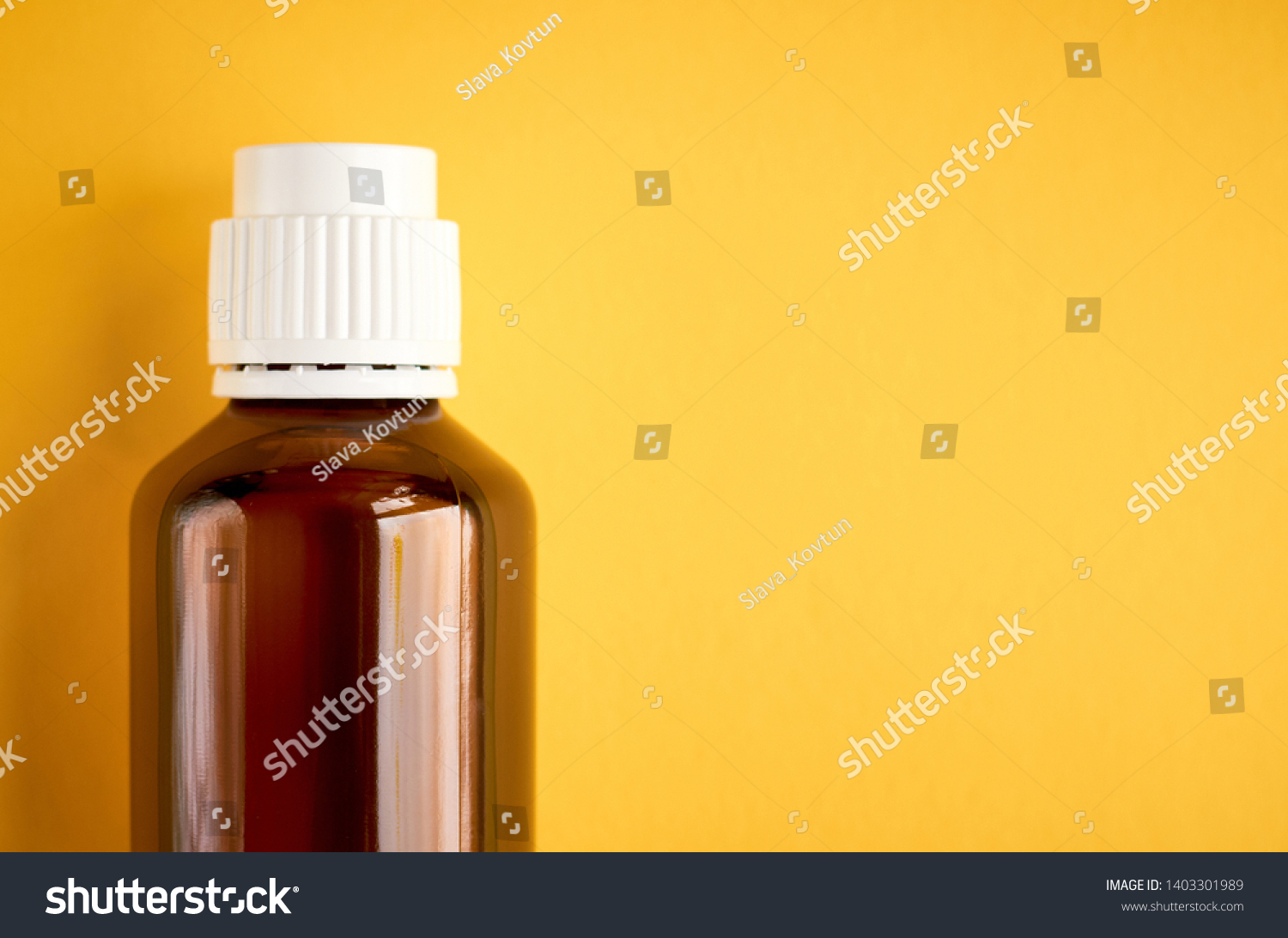 Download Syrup Glass Bottle Composition On Yellow Stock Photo Edit Now 1403301989 Yellowimages Mockups