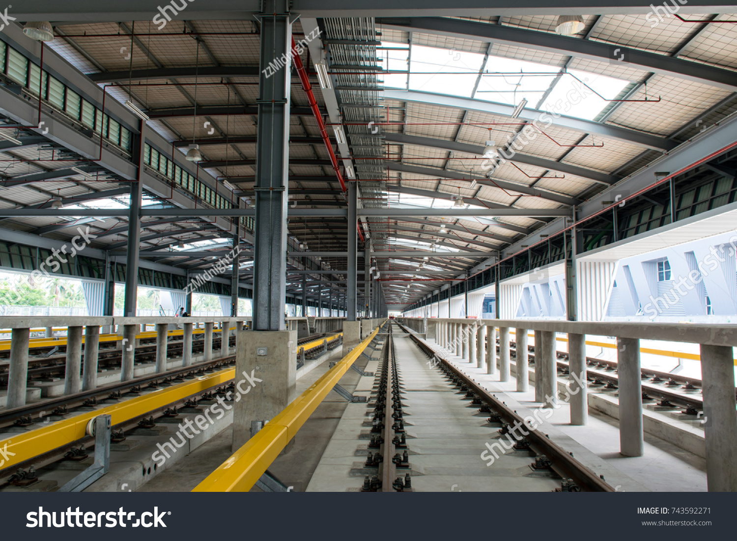 System Equipment Installation Railroad Track Yard Stock Photo