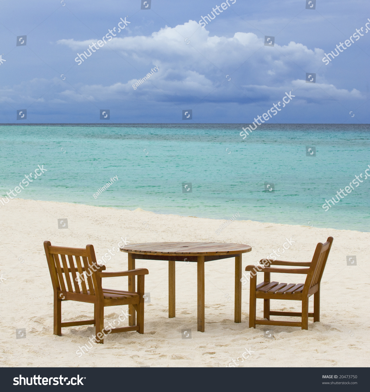 Table And Chairs On Tropical Beach Stock Photo 20473750 : Shutterstock