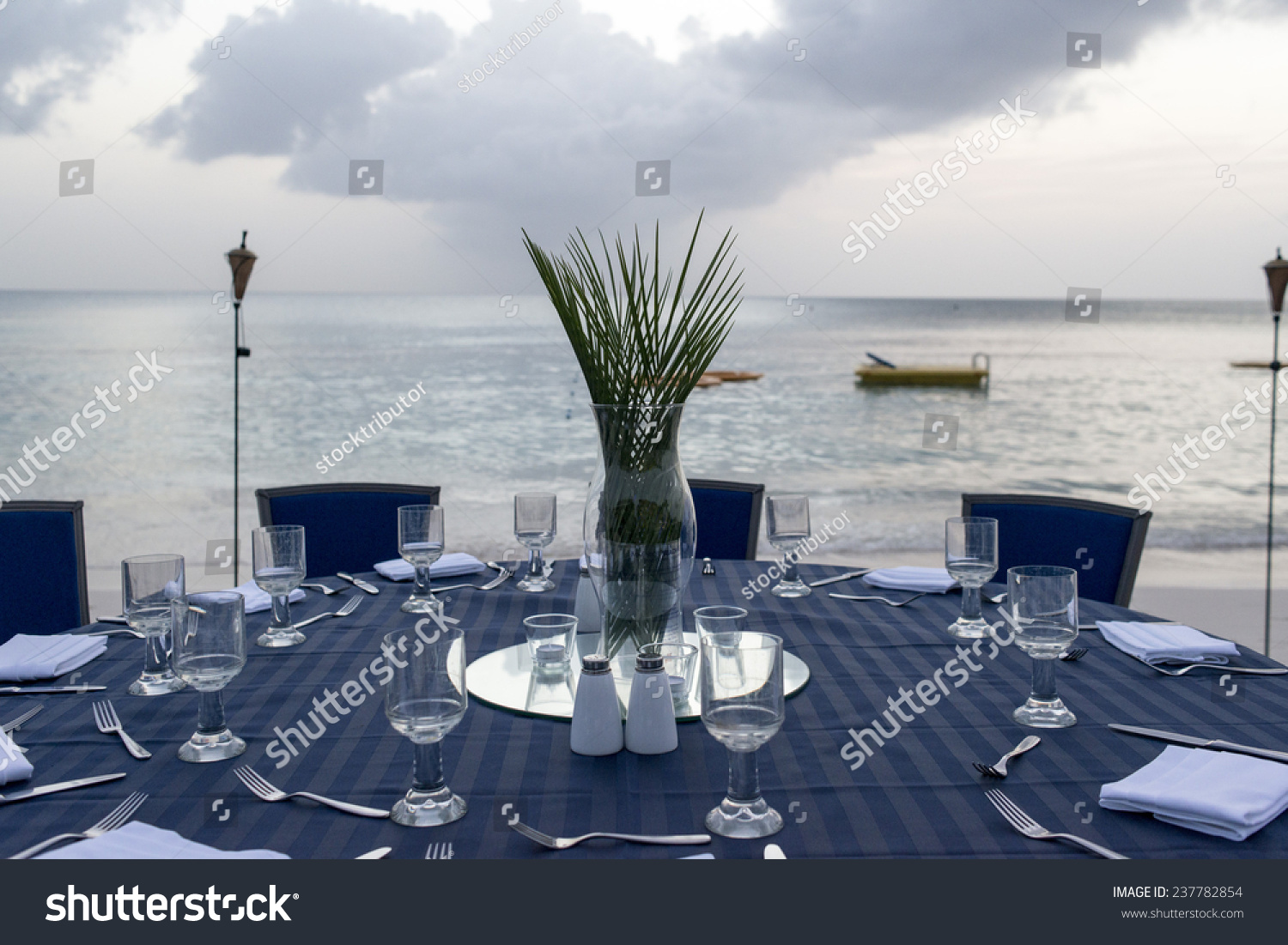 Table Set Dinner On Beach Miami Stock Photo Edit Now 237782854