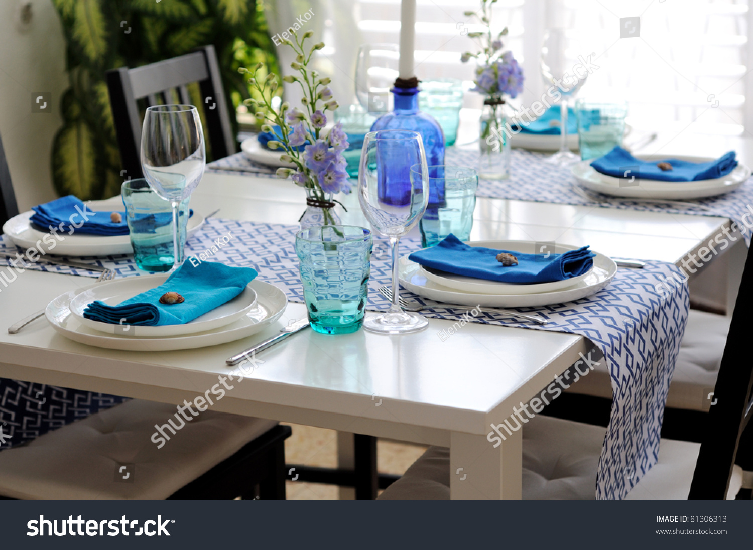 Table Setting In Blue Color Stock Photo 81306313 : Shutterstock