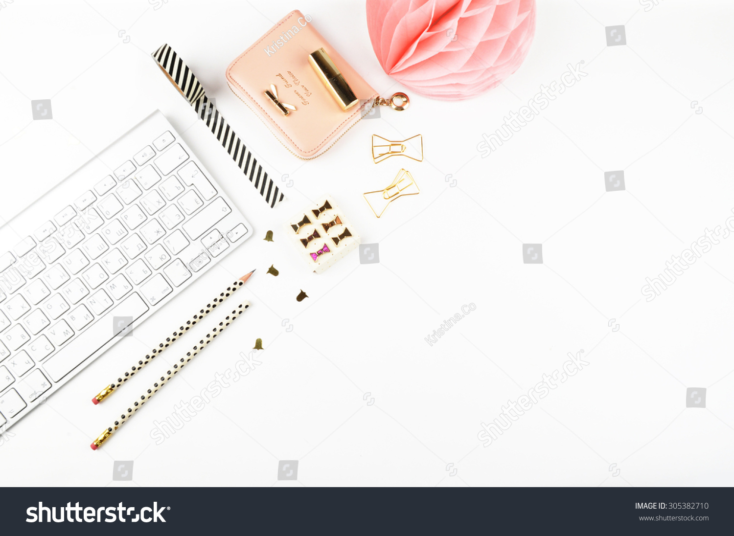 Table View Office Items White Background Stock Photo (Edit Now