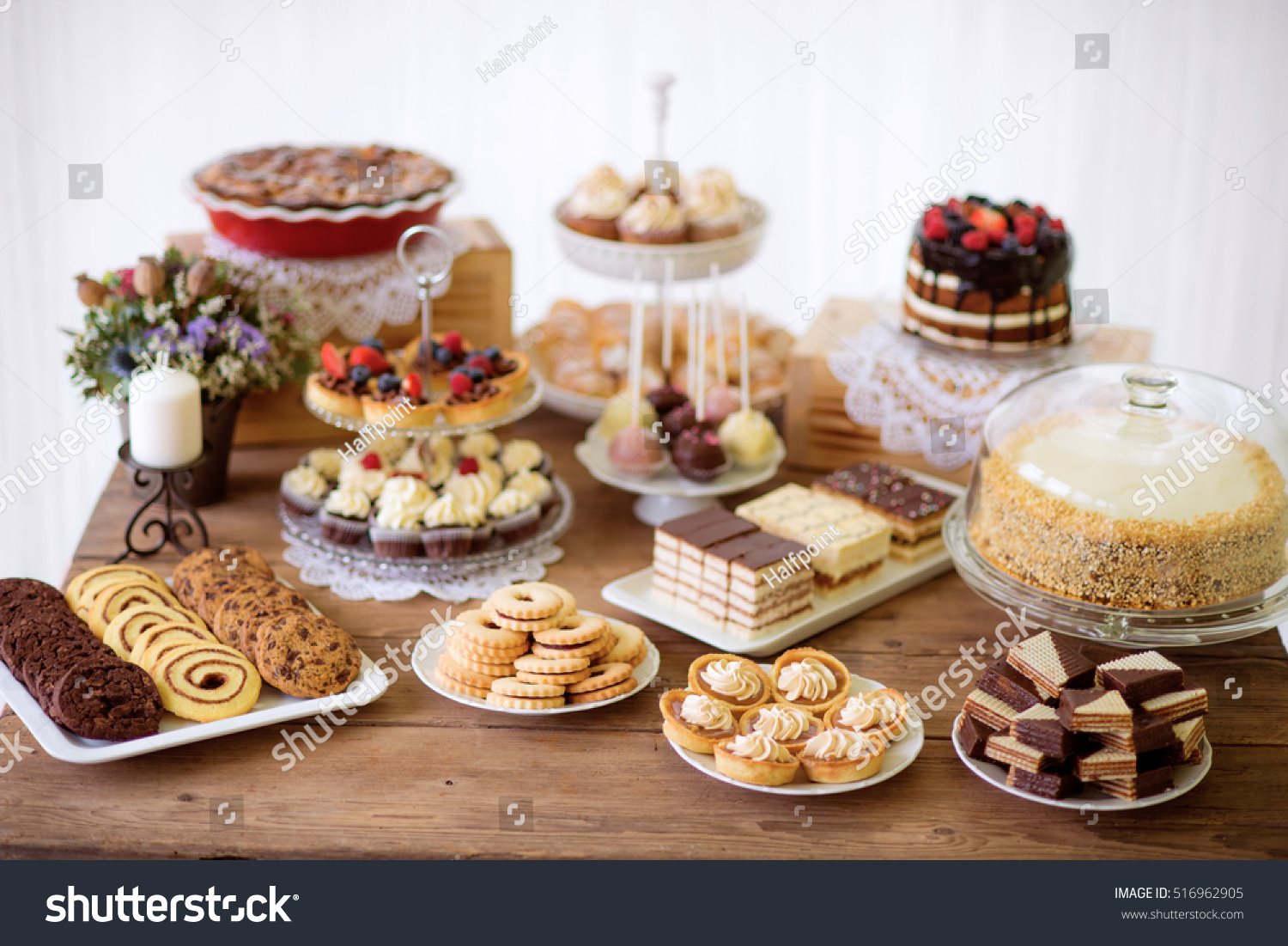 Table Various Cookies Tarts Cakes Cupcakes Stock Photo 516962905 ...