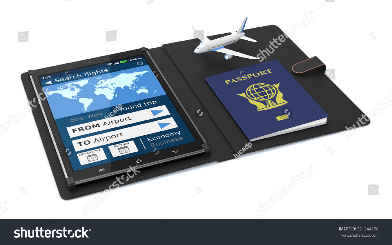 Tablet Pc Flight Booking App Passport Stock Illustration 331244678