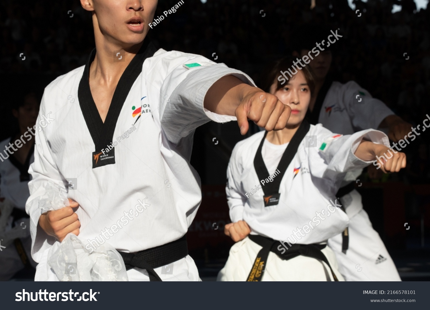 Taekwondo Punch Fist Close Athlete Taekwondo Stock Photo 2166578101 ...