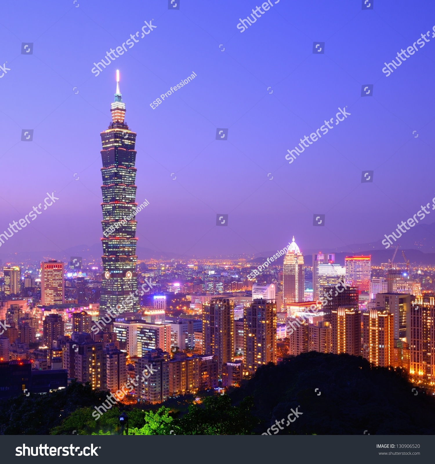 Taipei, Taiwan Evening Skyline. Stock Photo 130906520 : Shutterstock