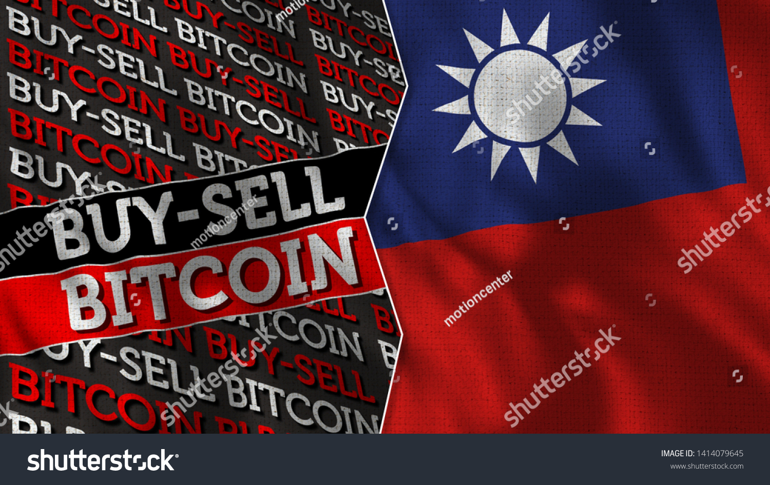 Taiwan Buy Sell Bitcoin Title Flag Stock Illustration 1414079645