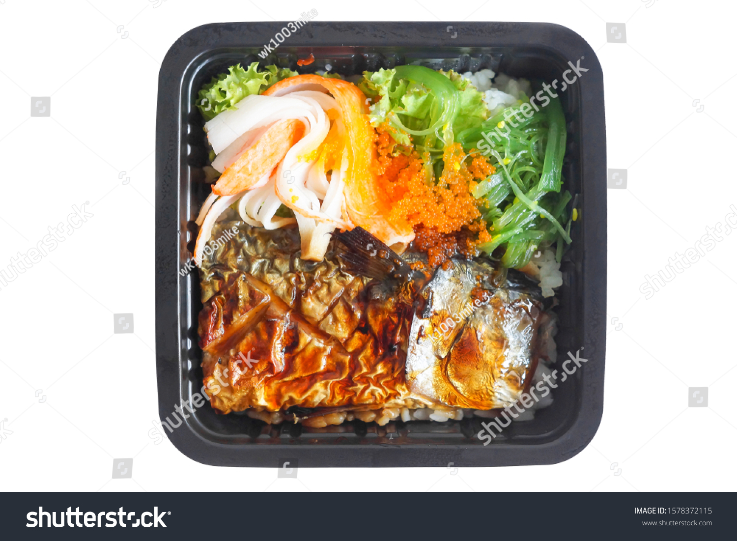 Takeaway Japanese Food Rice Fish Seaweed Stock Photo Edit Now